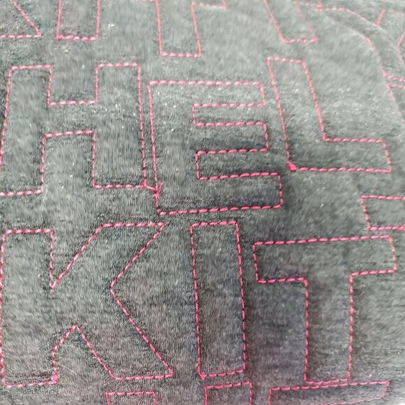 VTG Y2K Hello Kitty Shoulder Bag Grey/ Pink Quilted Raised Embroidery Tote Bag - Picture 7 of 12